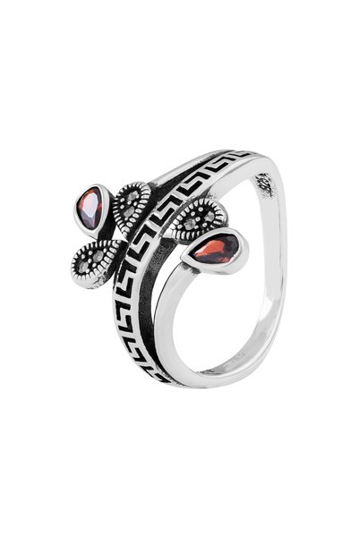 Sonis Silver Inel din argint 925 vintage cu zirconia fațetată și marcasite, m...