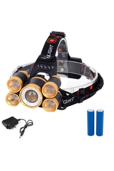 GREATON ®   Lanternă frontală LED cu zoom, 5 LED-uri, 12000 Lumeni