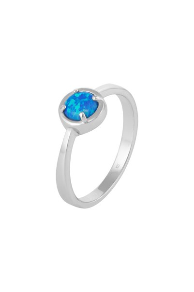Sonis Silver Inel din argint 925 rodiat cu opal de laborator, albastru