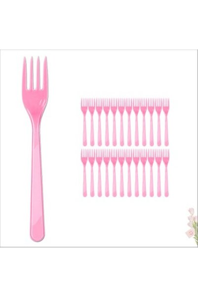 BenimMarifetlerim Pink Plastic Fork 25 Pieces