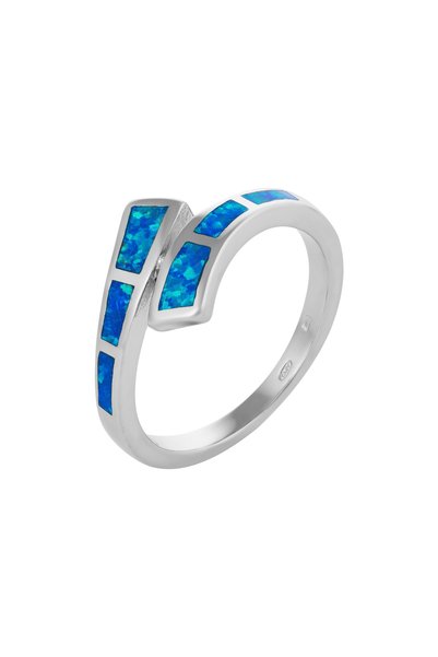 Sonis Silver Inel din argint 925 rodiat cu opal de laborator, albastru