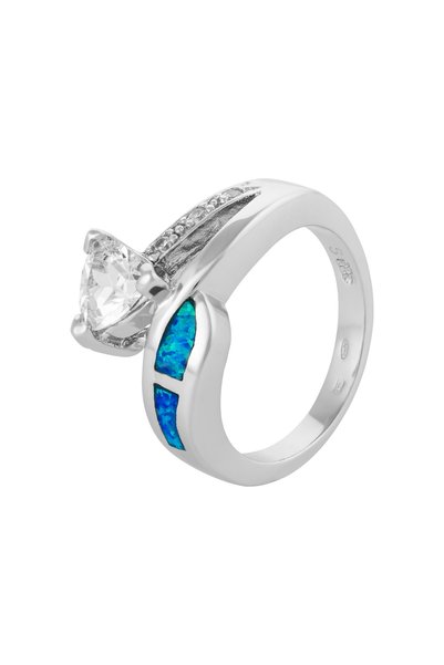 Sonis Silver Inel din argint 925 rodiat cu opal de laborator, albastru și tra...
