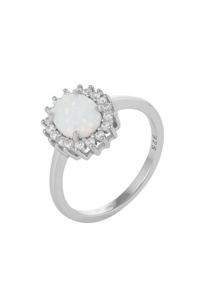 Sonis Silver Inel din argint 925 rodiat cu opal de laborator și cubic zirconi...