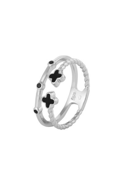 Sonis Silver Inel din argint 925 rodiat cu email, negru - mărimea 58, 2.73 g