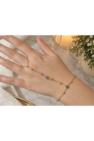 Beril Nova Jewelry 14k Gold Nazar Boncuklu Dorika Toplu Şahmeran