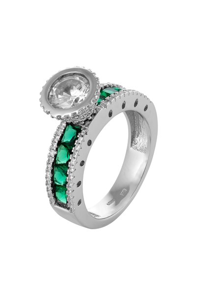 Sonis Silver Inel din argint 925 rodiat cu zirconia fațetată și cubic zirconi...