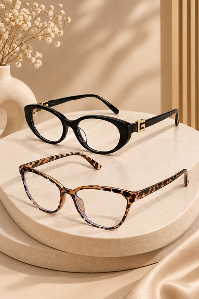 BAPPİR 2-Piece Advantage Set Leopard Cat Eye Model and Black Lettered Blue Li...