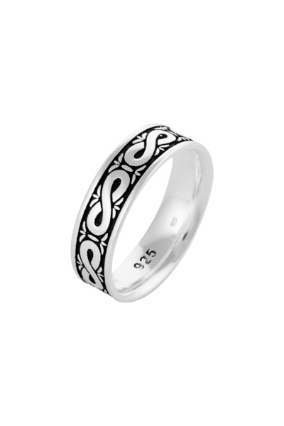 Sonis Silver Inel tip Verighetă din argint 925 pentru bărbați cu email, negru