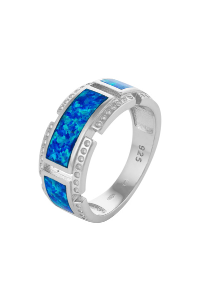 Sonis Silver Inel din argint 925 rodiat cu opal de laborator, albastru