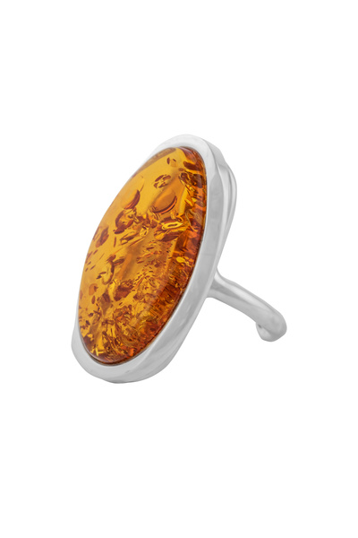 Sonis Silver Inel din argint 925 cu chihlimbar , maro cognac