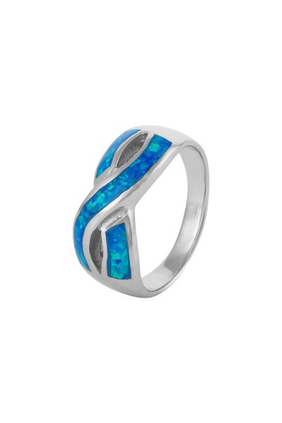 Sonis Silver Inel din argint 925 rodiat cu opal de laborator, albastru
