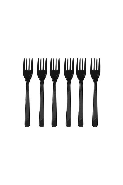 BenimMarifetlerim Black Plastic Fork 25 Pieces