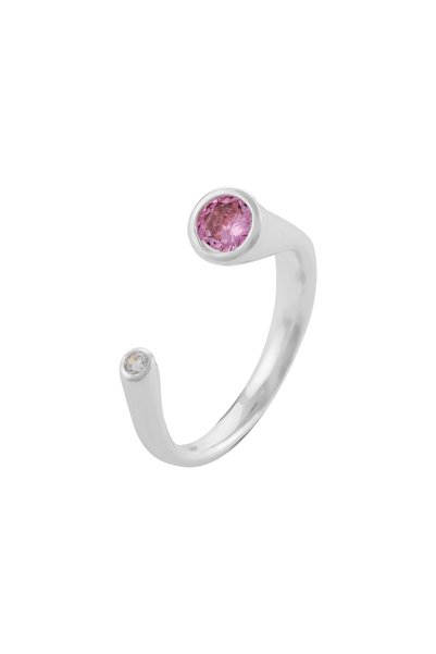 Sonis Silver Inel reglabil, din argint 925 cu zirconia fațetată, roz și trans...