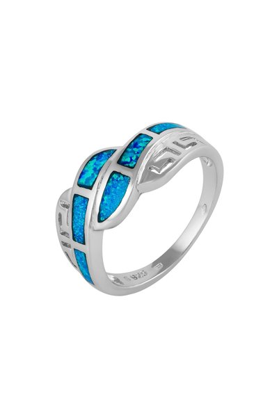 Sonis Silver Inel din argint 925 rodiat cu opal de laborator, albastru