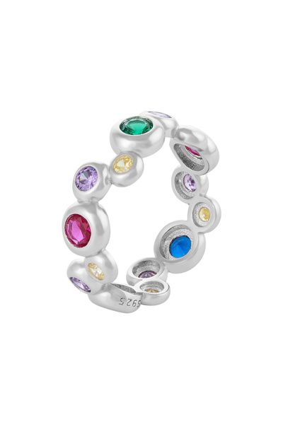 Sonis Silver Inel din argint 925 rodiat cu zirconia fațetată, multicolor