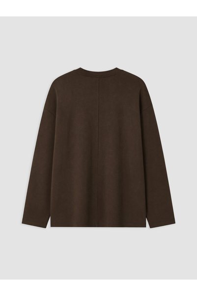 LC Waikiki Peak New Season Brown Crew Neck Long Sleeve Men's T-Shirt