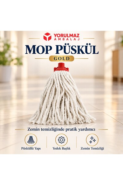 yorulmaz ambalaj Mop Püskül Gold | İpli Mikrofiber Mop Yedeği, Süper Emici