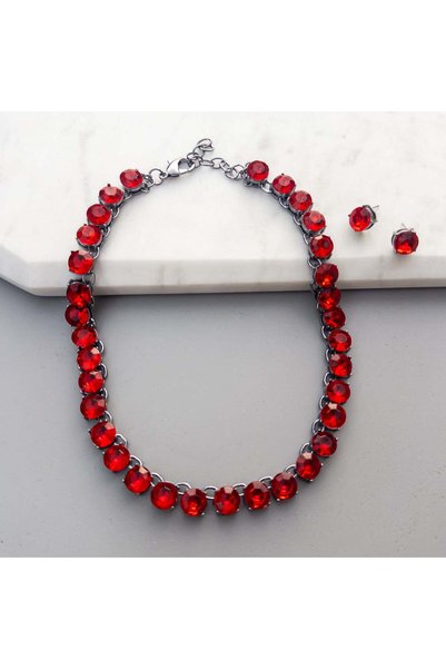 MOONGLOW ACCESSORIES Colier și cercei Red Glow