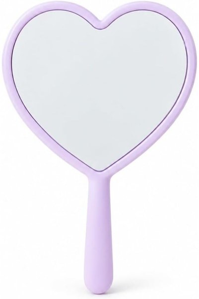 Sweet seven Heart-Shaped Mirror with Handle, Purple ABS Compact Design for Pe...