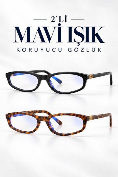 Zzla MİUSİ 2li Siyah Leopar Kadın Mavi Işık Korumalı Gözlük Camlar Değiştiril...