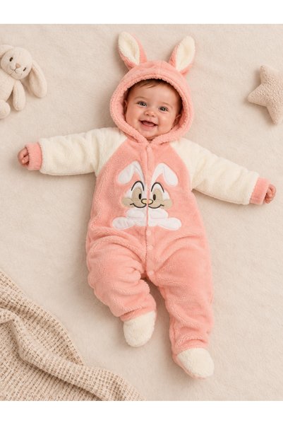 Mielco Baby Store Unisex Çıtçıtlı Welsoft Tavşan Nakışlı Kendinden Patikli Be...