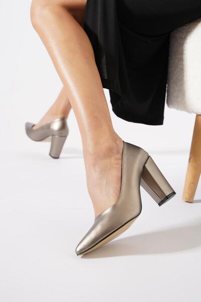 Moda Pie Sertes flat dova high heeled women's shoes platinum skin