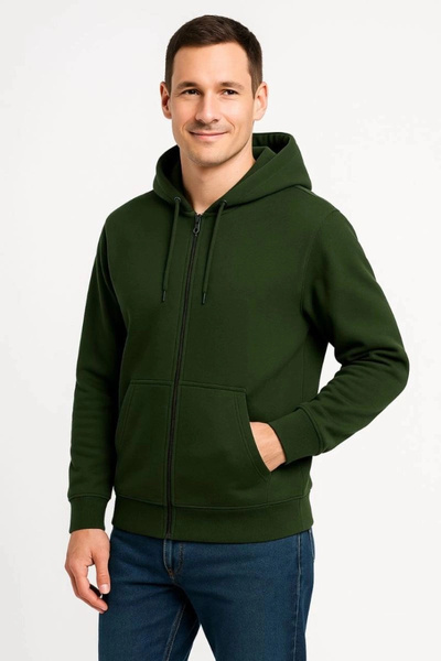 Marche Bien Marchè Bien Men's 3 Thread Cotton Hooded Full Zipper Hoodie Sweat...