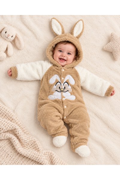 Mielco Baby Store Unisex Çıtçıtlı Welsoft Tavşan Nakışlı Kendinden Patikli Be...