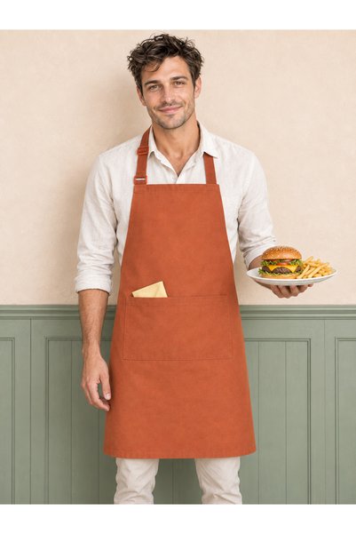 Hulganz Premium Kitchen Apron Stain-Resistant Water-Repellent Fabric Apron wi...