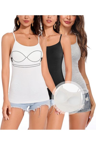 OtherMax Top Damski cu Cupe Încorporate Padded Cups Bretele Late 3 buc XL