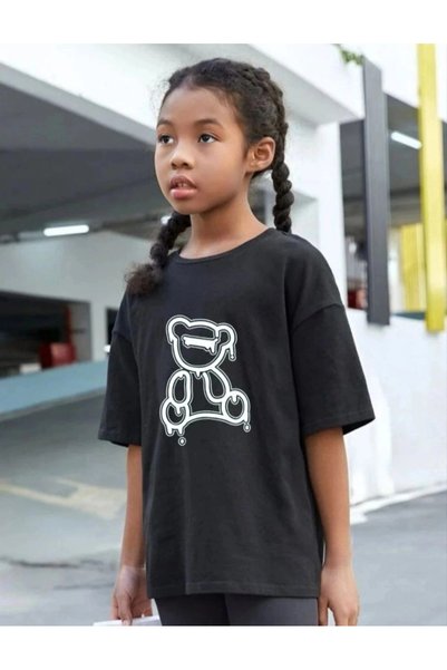 Marche Bien Children's Unisex Printed T-Shirt - Black