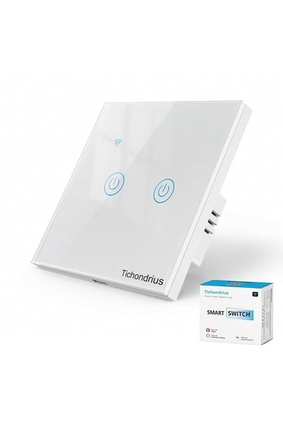 Generic Smart Wall Light Switch, Tuya WiFi Touch, 2 Gang, White