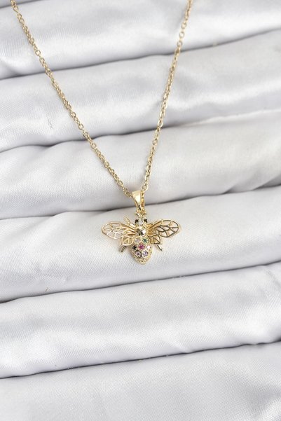 Angel Of Life 316L Steel Chain Gold Color Fly Model Zircon Stone Women's Neck...