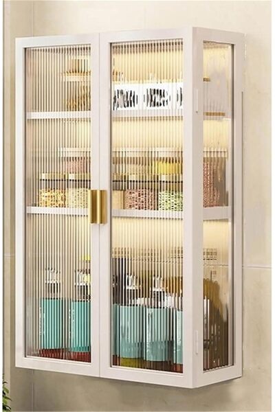 Arabest Wall Mounted Storage, Cabinet, 3-Layer, Non-Perforated, with Door, Sp...