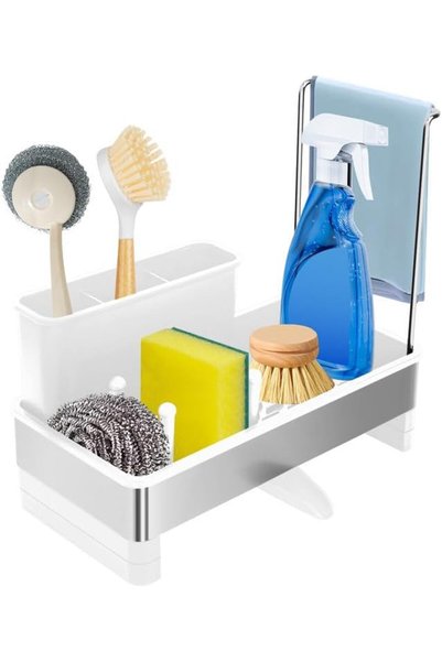 Generic Brand White Kitchen Sink Organizer Basket and Sponge Holder