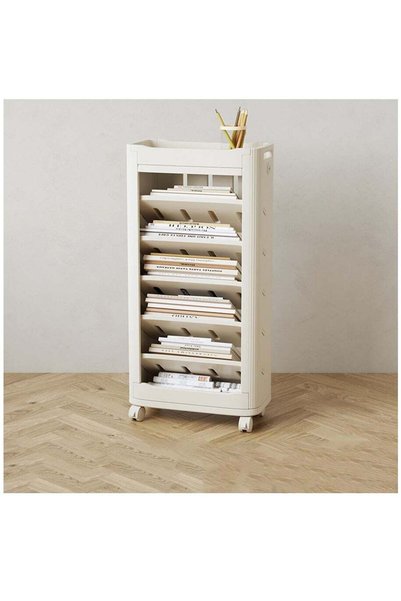 Arabest Bookshelf, 7-Tier Mobile and Desk File Organizer, Rolling Storage Car...