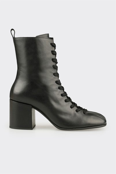 Elle Shoes Siyah Deri Kadın Klasik Bot