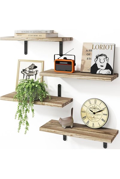 Generic Brand Set of 4 Multi Tier Shelves, Light Wood Kitchen and Bathroom Wa...