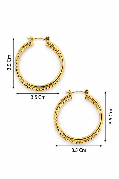 ÖZÇTAKI Steel Gold Hoop Earrings Vip Design Women's Earrings Non Tarnish Antiallergic Women's Jewelry