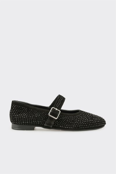 Elle Shoes Siyah Deri Kadın Günlük Babet Ayakkabı