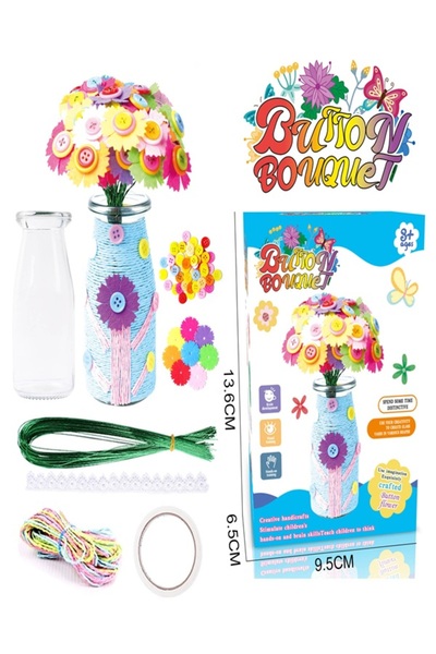 Siotay Set creativ DIY buchet de flori din pâslă și butoane în vază, kit manual pentru copii