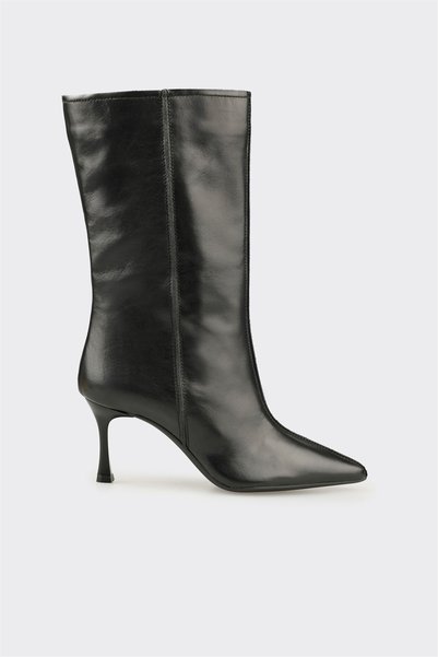 Elle Shoes Siyah Deri Kadın Klasik Bot