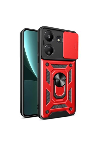 OEM Κόκκινη Υβριδική Θήκη για Redmi 13C/Poco C65 4G με Πορτάκι Κάμερας και Δα...