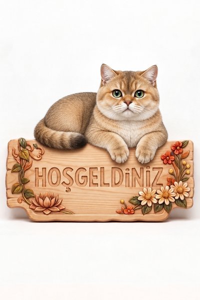 MARNELLO CONSEPT British Shorthair "Hoş Geldiniz" MDF Kapı Süsü - British - W...