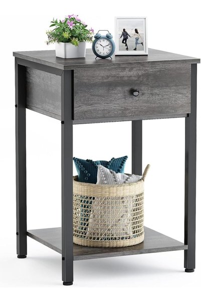 urevo Bedside Table 40 * 40 cm with Drawer, Modern Design Wooden Bedside Tabl...