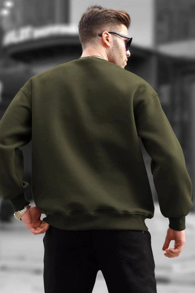Marche Bien Marchè Bien Men's Plain Crew Neck 3 Yarn Sweatshirt - Green
