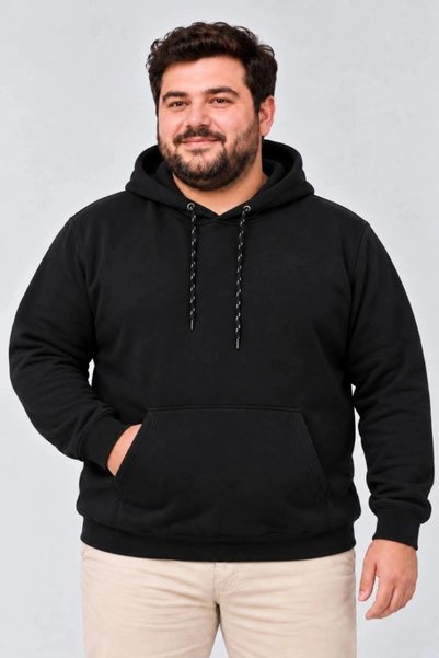 Marche Bien Marchè Bien Men's Oversized Three-Thread Ribbed Hooded Kangaroo P...