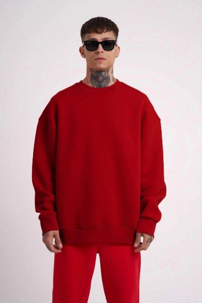 Marche Bien Marchè Bien Men's Biskilet Collar Three Thread Sweatshirt - Red