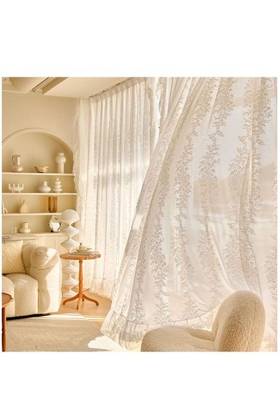 Arabest Tulle, Elegant for Bedroom & Balcony Windows, 2-Pack Gauze Lace Curta...