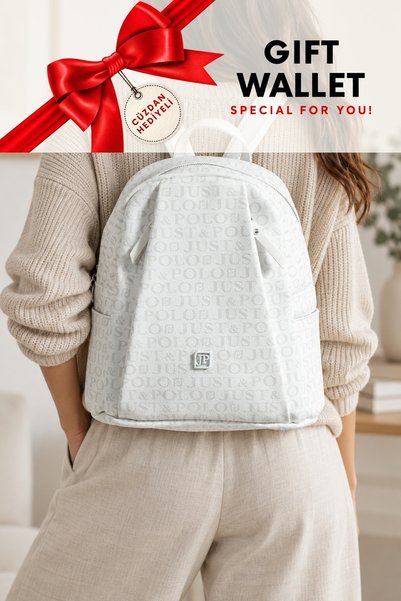 Just Polo White 2042 Original Women's Medium Size Backpack with Wallet and 9 ...